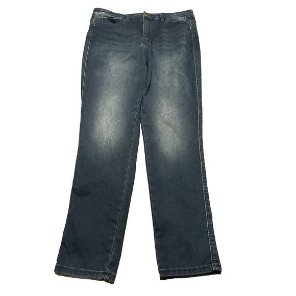 Seven7 Jeans Women 14 Tummy Less‎ High Rise Skinny Leg Stretch Dark Denim Casual - Picture 1 of 10